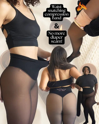 ⏰LAST DAY BUY 1 GET 1 FREE ( Add 2 Pcs To Cart ) ⏰ - 2026 New Compression Band Model One-Seam Translucent Fleece Lined Tights