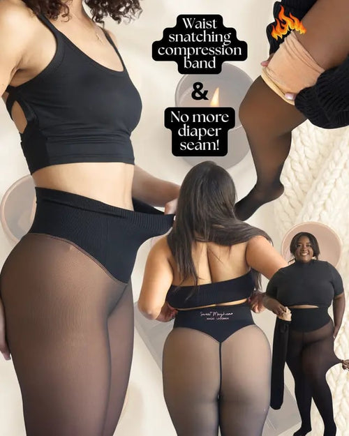 ⏰LAST DAY BUY 1 GET 1 FREE ( Add 2 Pcs To Cart ) ⏰ - 2026 New Compression Band Model One-Seam Translucent Fleece Lined Tights