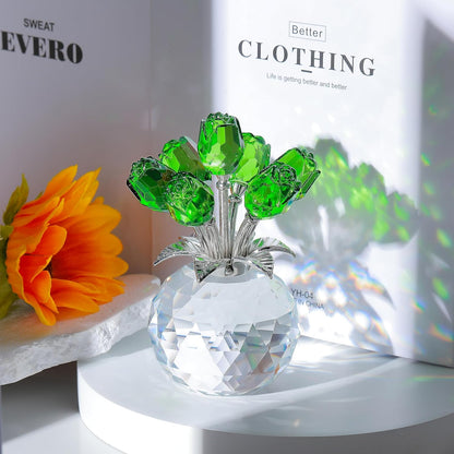 ⏰Last 4 hours Sale: Save 50%-Crystal Colorful Rose Flower Collectible Figurine with Vase