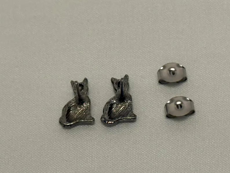🐈‍⬛✨Vintage Handcrafted Pewter Cat Pin With Kitten Pierced Earrings & Necklace