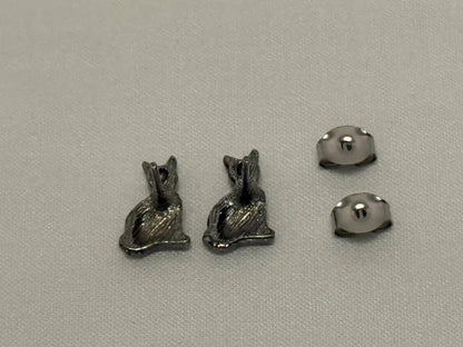 🐈‍⬛✨Vintage Handcrafted Pewter Cat Pin With Kitten Pierced Earrings & Necklace