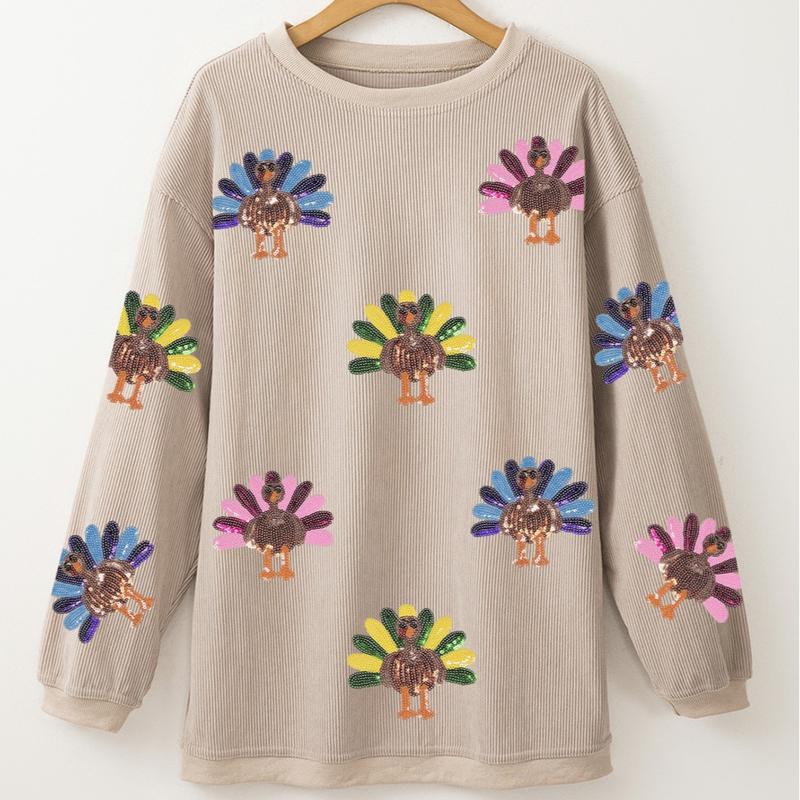 🍂 The Ultimate Thanksgiving Sweater🧡Sequined Top for Family & Friends