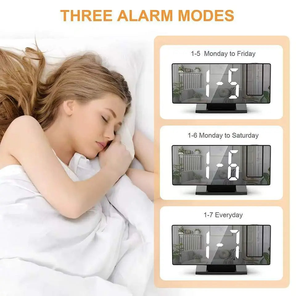 LED Projection Alarm Clock ⏰✨ Large Display, Rotating Projector, Brightness Control & Voice Mode 📽️🌙
