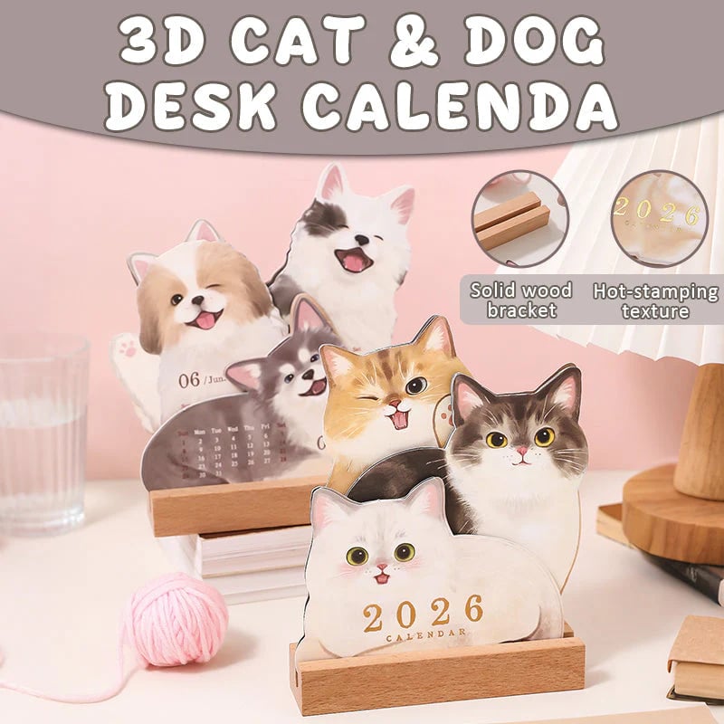 🔥Last Day 49% OFF - 🗓️Mini Desk Calendar 2026 Cute Dog & Cat Monthly Planner