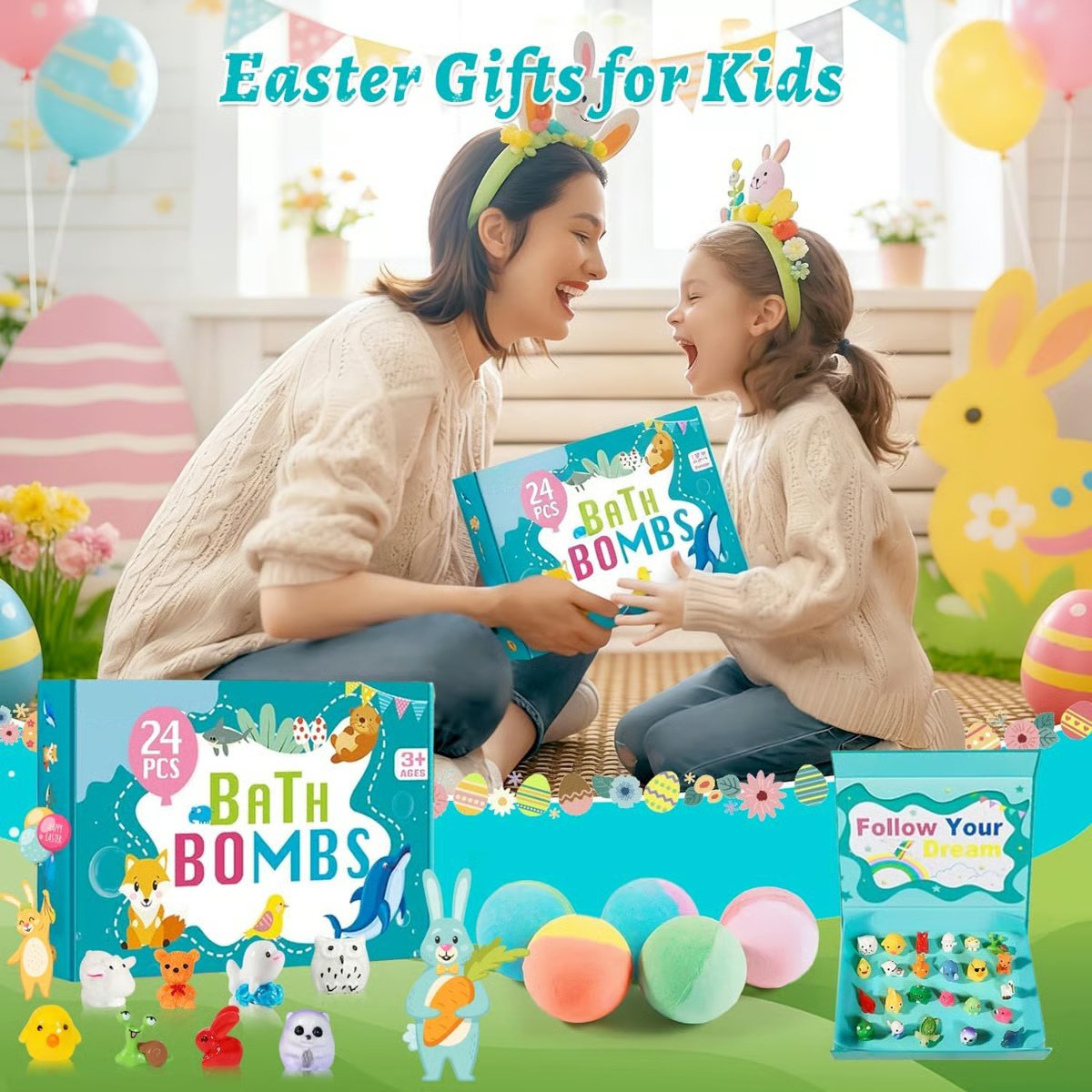🔥LAST DAY 49% OFF - 🛁 Natural Bath Bombs for Kids with Mega Bubbles & Surprise Inside 🥚✨ Same as in the video