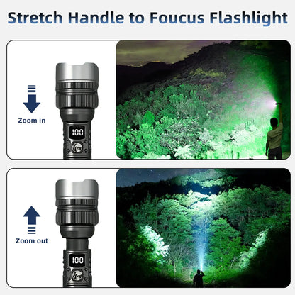 🔦 2-in-1 Flashlight + Power Bank💪 | Rechargeable Outdoor Emergency Camping Essential ⚡ | Black