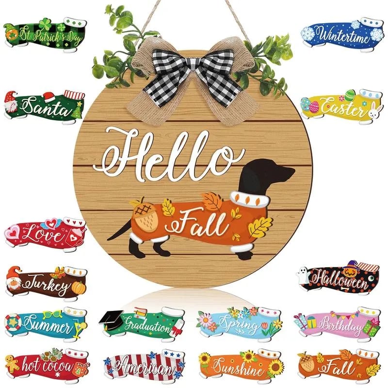 🎉🐶✨49% OFF This Week Promotions-🔥16pcs Interchangeable Dachshund Sign Dog Welcome Sign🏡💖