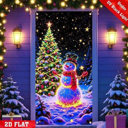 🔥LAST DAY 49% OFF - ✨UV Activated Night Glow Fluorescent Christmas Door Cover Party Banner🌟