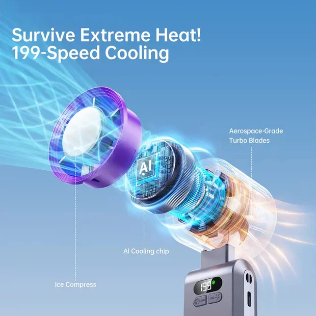 Ice Fan Portable Handheld High Speed Fan 199 Adjustable Levels Foldable for Summer Travel Vacation Essentials& Outdoor Activities with 13000 RPM Turbine Engine cool fan