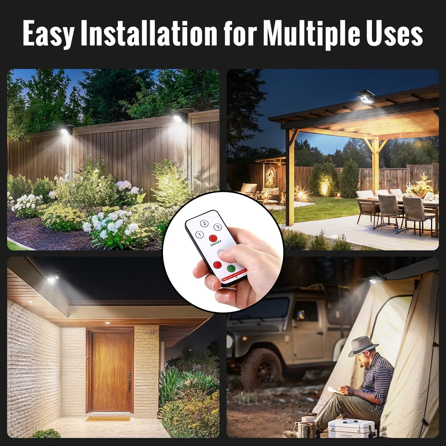 Solar Clip Lights with Motion Sensor,IP65 Waterproof Wireless Security Lighting for Yard