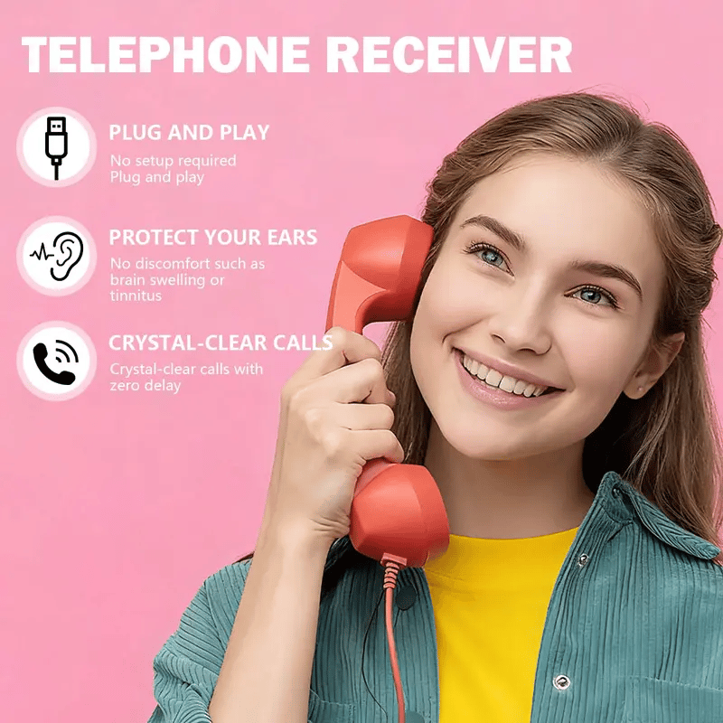 📞Vintage Select Bluetooth Phone Handset - Wireless/Wired and USB Phone Receiver for Comfortable Calls, Bluetooth/Type-c Port📞