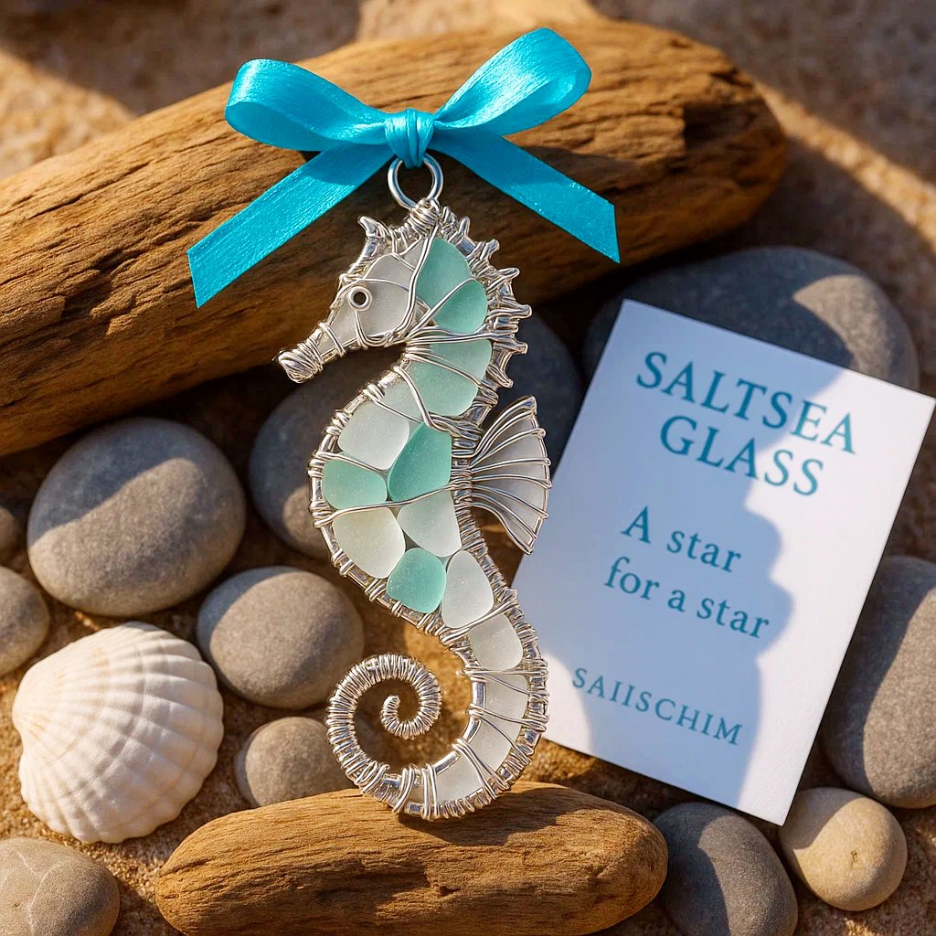 🌊✨ Handmade Sea Glass Ocean Ornament Collection