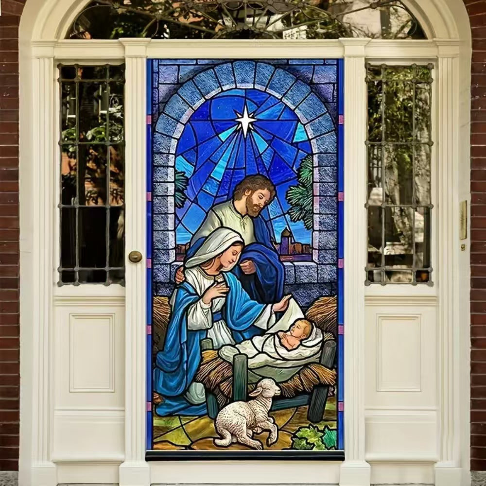 🎄Golden Christmas Bells & Wreath Door Cover - 35.4" x 70.8"