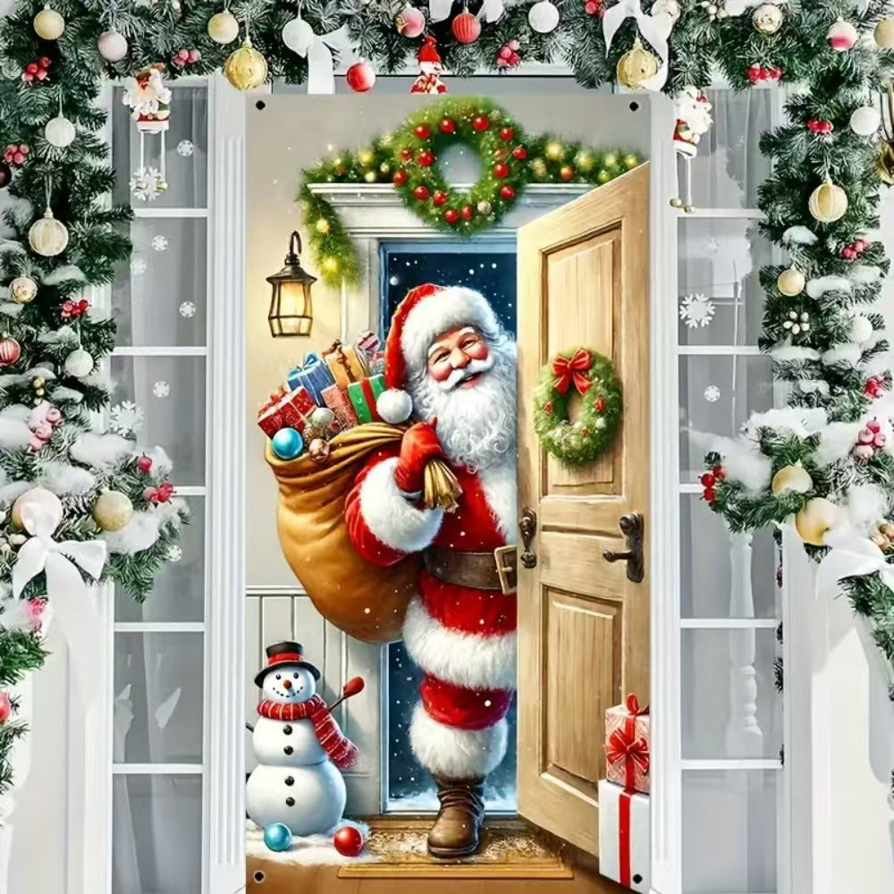 🎄Golden Christmas Bells & Wreath Door Cover - 35.4" x 70.8"