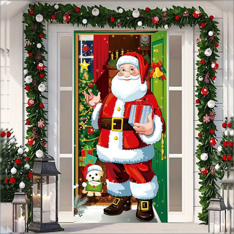 🎄Golden Christmas Bells & Wreath Door Cover - 35.4" x 70.8"