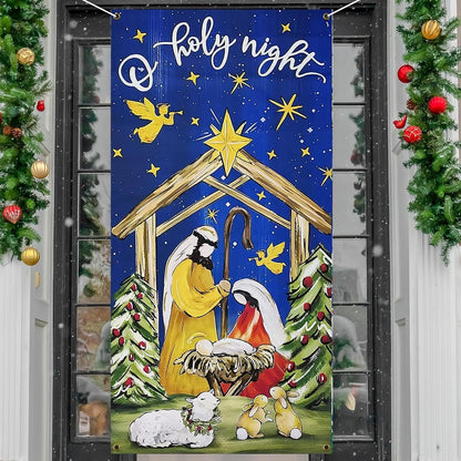 🎄Golden Christmas Bells & Wreath Door Cover - 35.4" x 70.8"