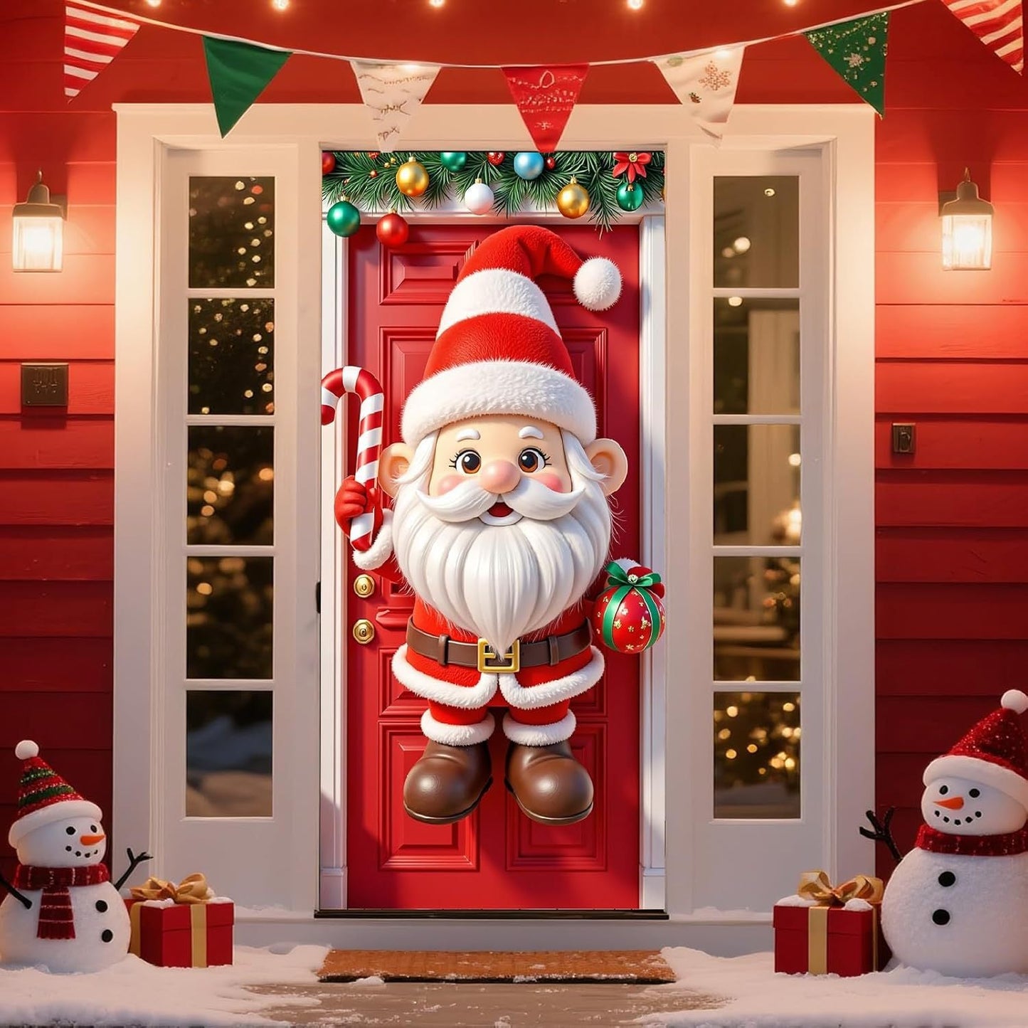 🎄Golden Christmas Bells & Wreath Door Cover - 35.4" x 70.8"