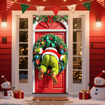 🎄Golden Christmas Bells & Wreath Door Cover - 35.4" x 70.8"
