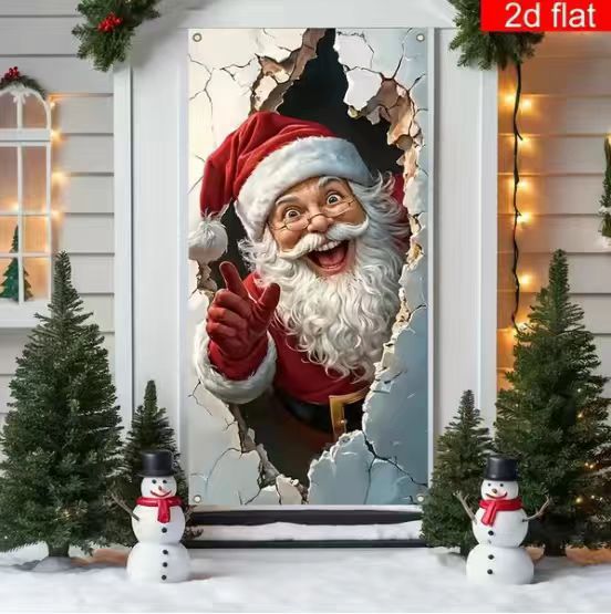 🎄Golden Christmas Bells & Wreath Door Cover - 35.4" x 70.8"