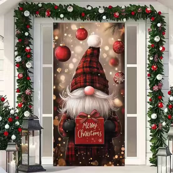 🎄Golden Christmas Bells & Wreath Door Cover - 35.4" x 70.8"