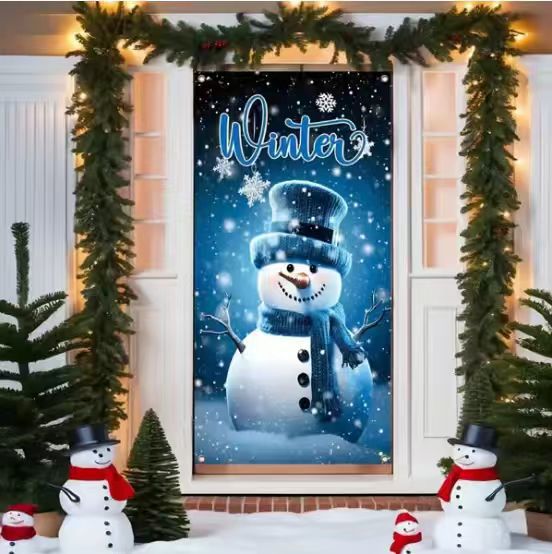 🎄Golden Christmas Bells & Wreath Door Cover - 35.4" x 70.8"