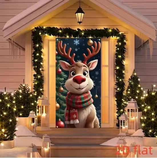 🎄Golden Christmas Bells & Wreath Door Cover - 35.4" x 70.8"