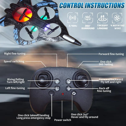 🎉Last day clearance✈️RC Stunt Fighter Jet Toy for Kids with 360° Flips & LED Lights