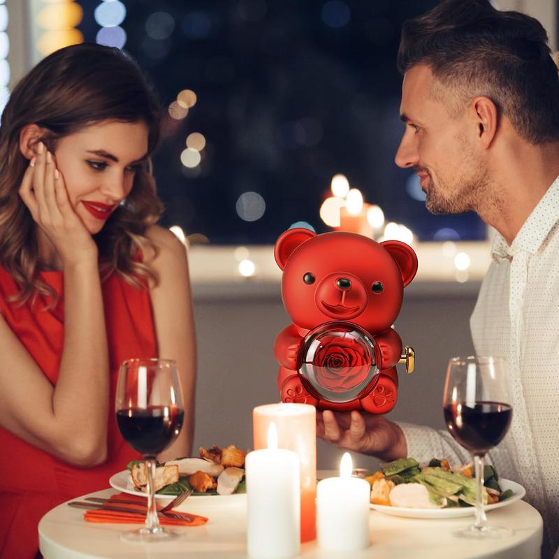 🐻❤️Cute Teddy Bear with Preserved Rose(✨Necklace Included)