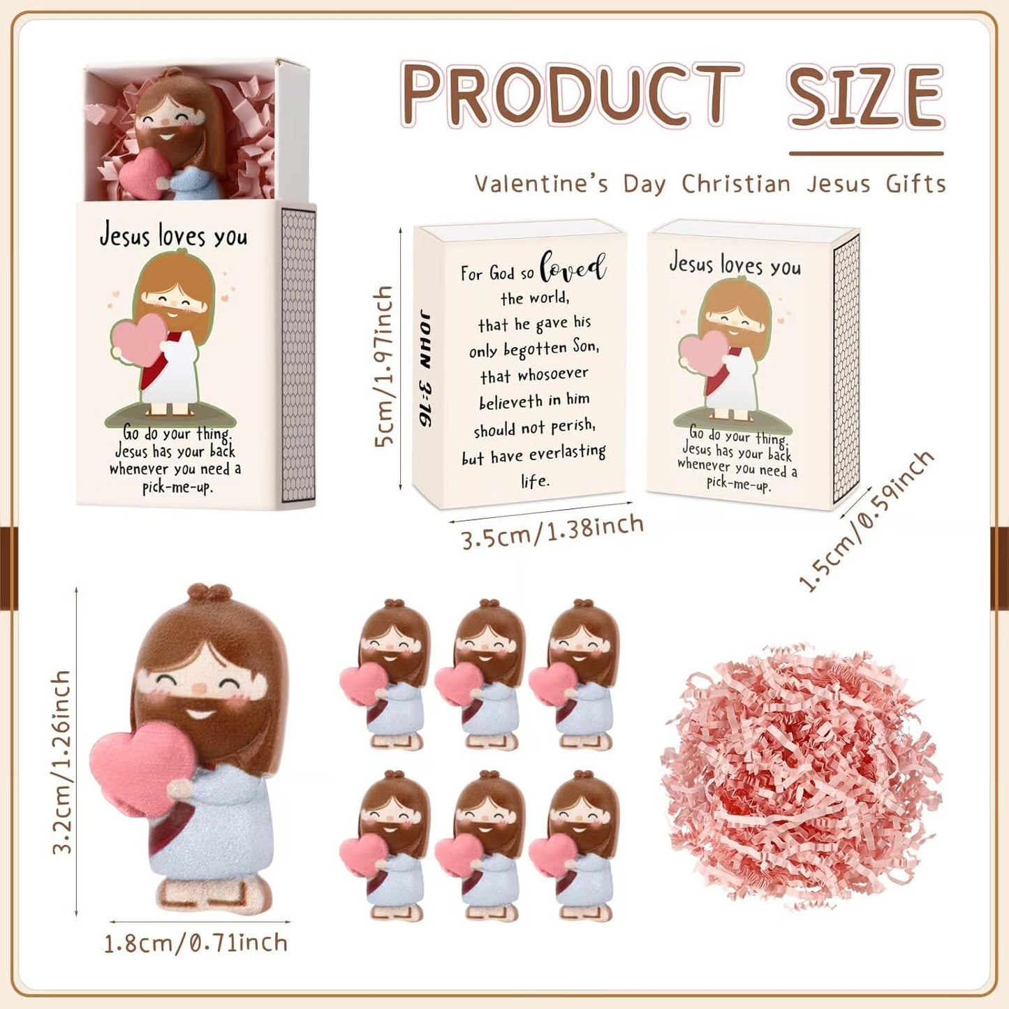 🙏💝12 PCS Mini Jesus Loves You Figurines Gifts✨