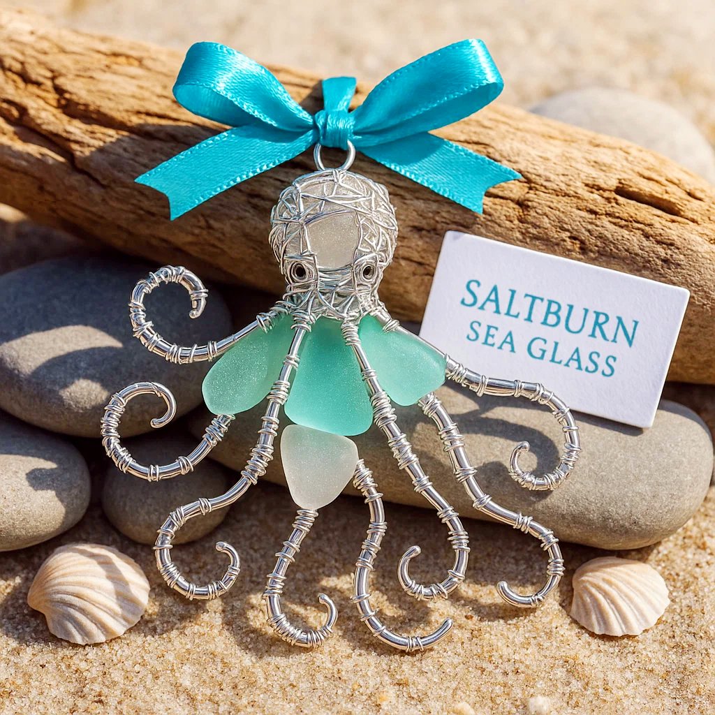🌊✨ Handmade Sea Glass Ocean Ornament Collection