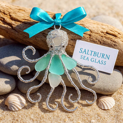 🌊✨ Handmade Sea Glass Ocean Ornament Collection