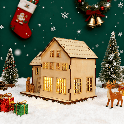 🔥LAST DAY 50% OFF- 🎄Light-Up Handmade Wooden Christmas Village Houses for Crafts