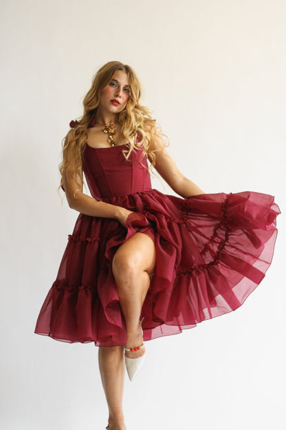 🔥Black Friday Limited Time Promotion 50% OFF - 💃✨ Vintage Romantic Tiered Organza Midi Dress & Free shipping✈️