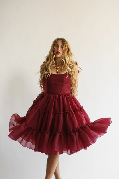 🔥Black Friday Limited Time Promotion 50% OFF - 💃✨ Vintage Romantic Tiered Organza Midi Dress & Free shipping✈️