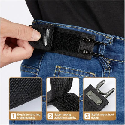 🔥BUY 1 GET 1 FREE🎁-Tactical Metal Hook Elastic Belt (Unisex) - Patented No - Buckle Invisible Design | Soft Adjustable Side-2PCS