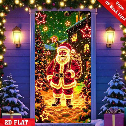 🔥LAST DAY 49% OFF - ✨UV Activated Night Glow Fluorescent Christmas Door Cover Party Banner🌟