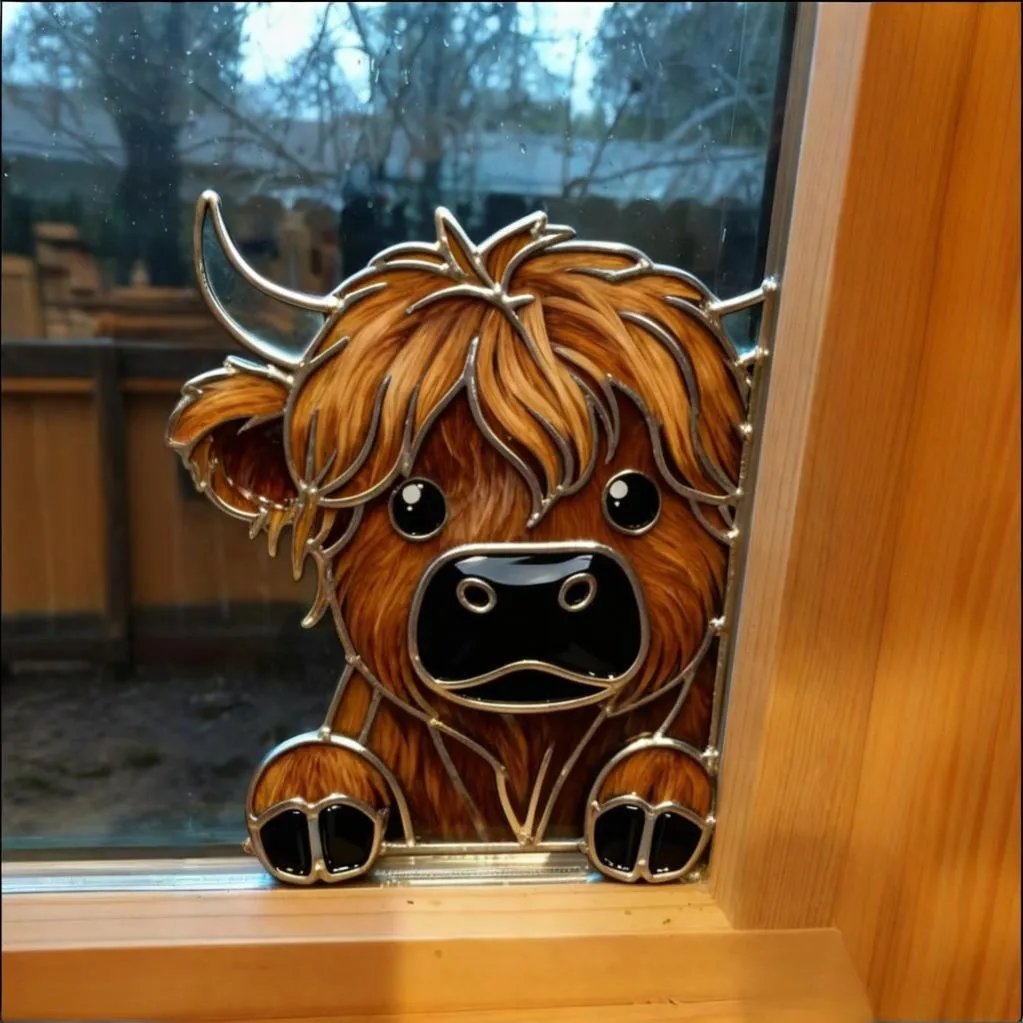 🔥LAST DAY 50% OFF - 🎄Handmade🐮Highland Cow Window Corner Decor