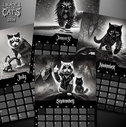 🔥Last Day 50% OFF - 🐱🖤Black Metal Cat Calendar 2026