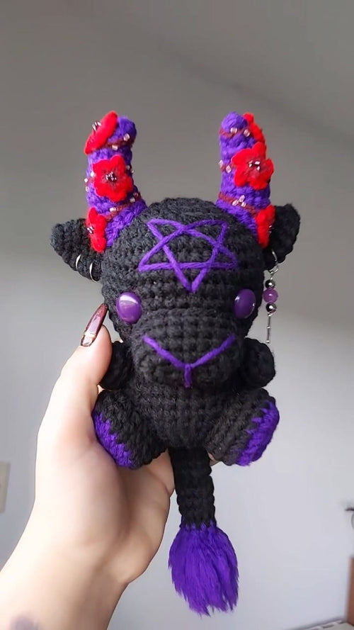 😈🖤Gothic Crochet Demon Calf Plush