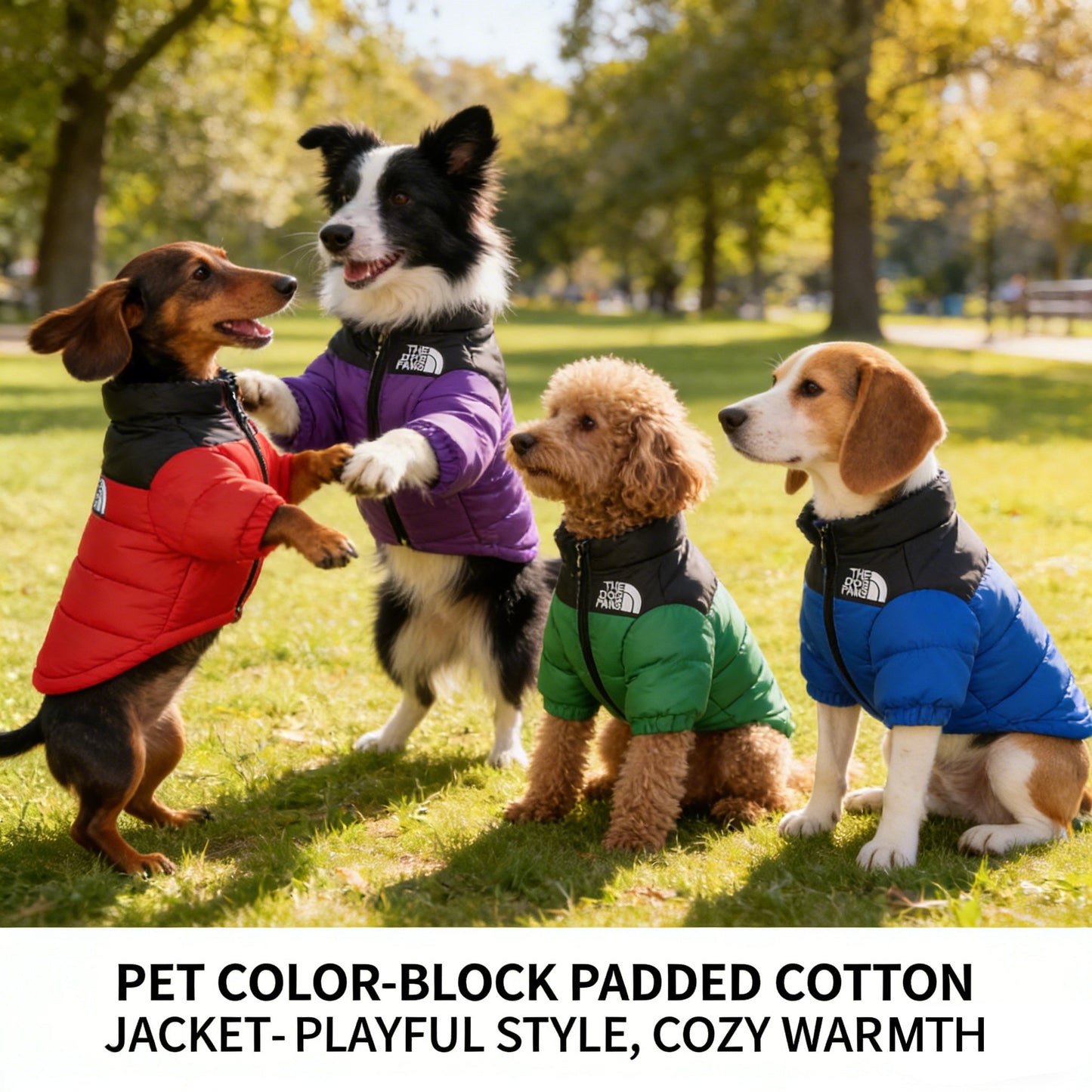 🔥Color-Block Puffer Jacket for Pets - Windproof, Waterproof, Warm & Comfortable