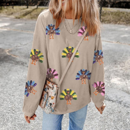 🍂 The Ultimate Thanksgiving Sweater🧡Sequined Top for Family & Friends