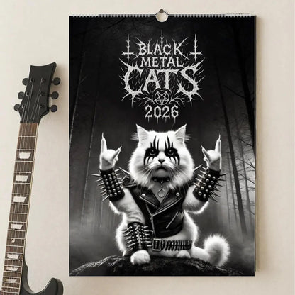 🔥Last Day 50% OFF - 🐱🖤Black Metal Cat Calendar 2026
