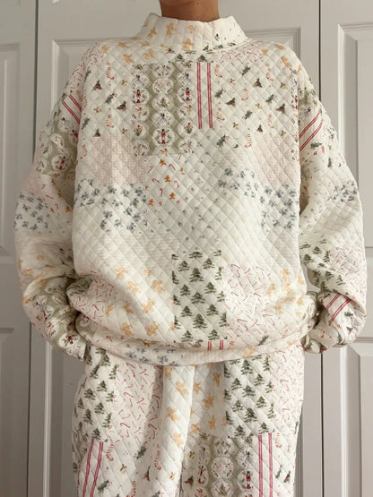 🎅Christmas Bestseller! - ❄️🧣Christmas Holiday Quilted Mockneck Sweatshirt Set(✨Same as in the video)