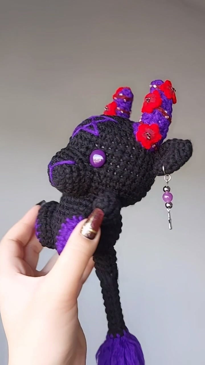 😈🖤Gothic Crochet Demon Calf Plush