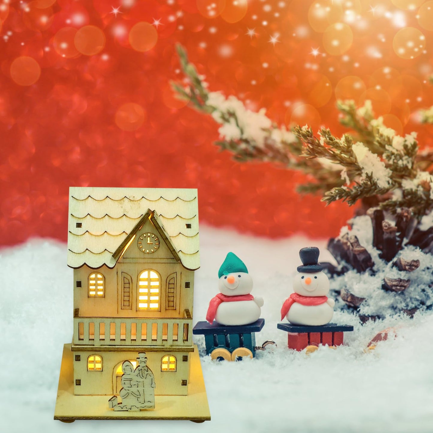 🔥LAST DAY 50% OFF- 🎄Light-Up Handmade Wooden Christmas Village Houses for Crafts