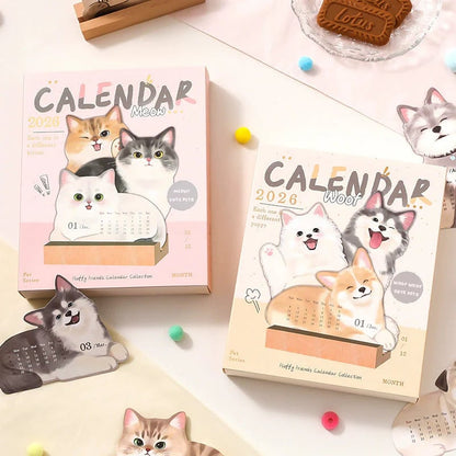 🔥Last Day 49% OFF - 🗓️Mini Desk Calendar 2026 Cute Dog & Cat Monthly Planner