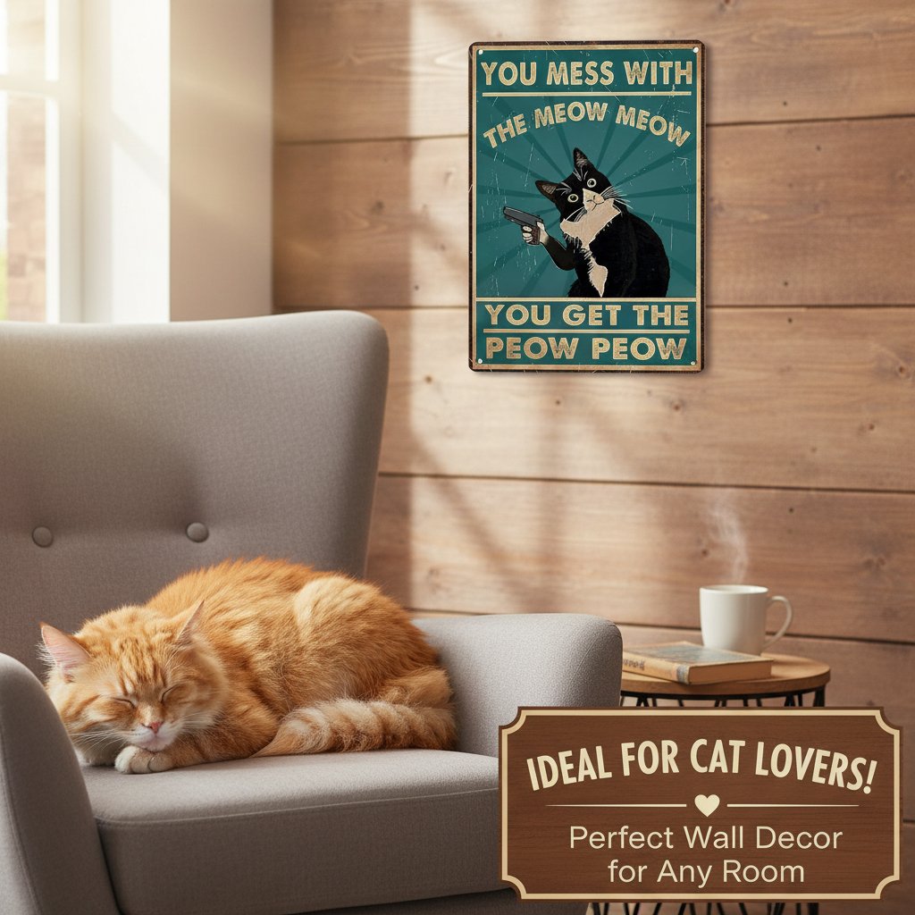 😹✨Funny Cat Sign Vintage Cat Wall Art