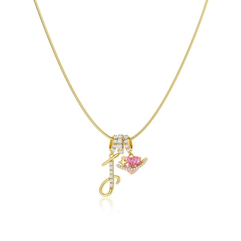✨Gold 3-Layering Initial A-Z Letter Heart Pendant Necklaces💗