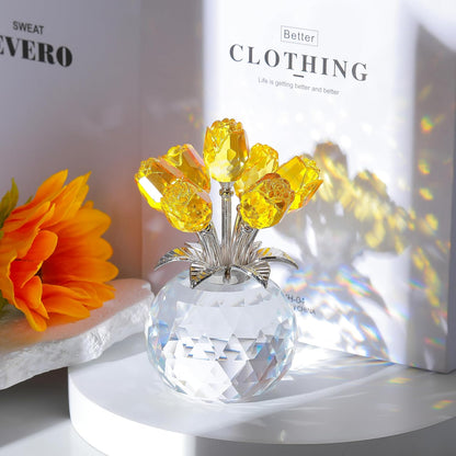 ⏰Last 4 hours Sale: Save 50%-Crystal Colorful Rose Flower Collectible Figurine with Vase