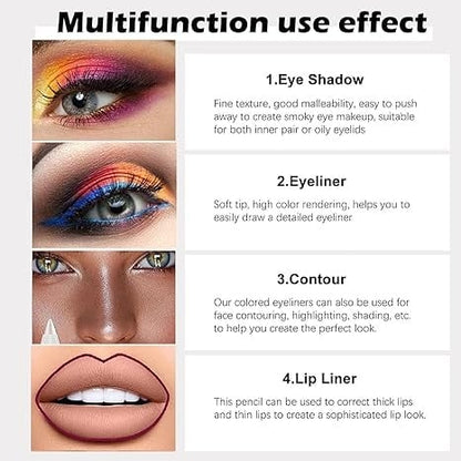 🔥LAST DAY 49% OFF -14-Pack Eyeliner Pencil Waterproof Colored Gel Liners with Metallic & Shimmer Finishes Smudge-Proof